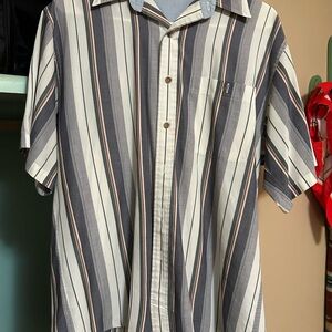 Striped Men's Shirt - Blue, White, and Maroon